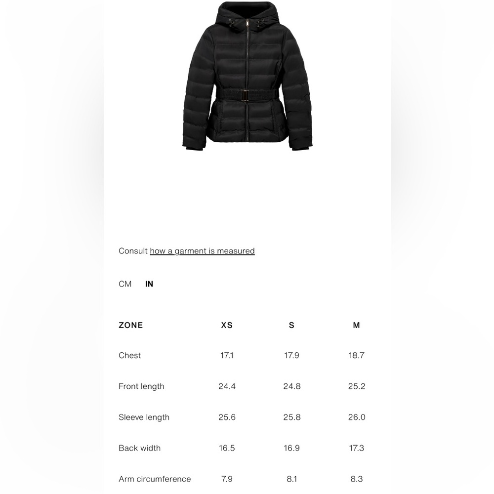 Zara NWT short fitted belted puffer windproof waterproof anorak black 8073/222 - Picture 5 of 10
